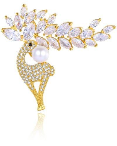 Classicharms Pavé And Pearl Reindeer Brooch - White