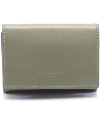 Saint Laurent Tiny Wallet Trifold Wallet Leather Khaki Green