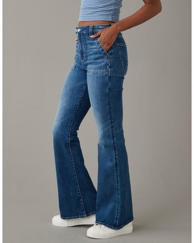 American Eagle Outfitters Ae Next Level Super High-waisted Flare Jean - Blue
