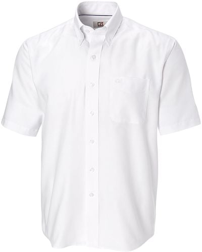 Cutter & Buck Epic Easy Care Nailshead Short Sleeve Dress Shirt - White