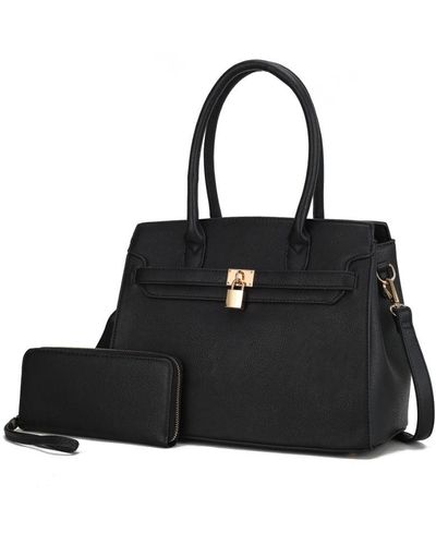 MKF Collection by Mia K Bruna Satchel Bag With A Matching Wallet -2 Pieces Set - Black