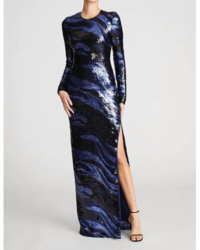 Halston Whitney Sequin Gown - Blue