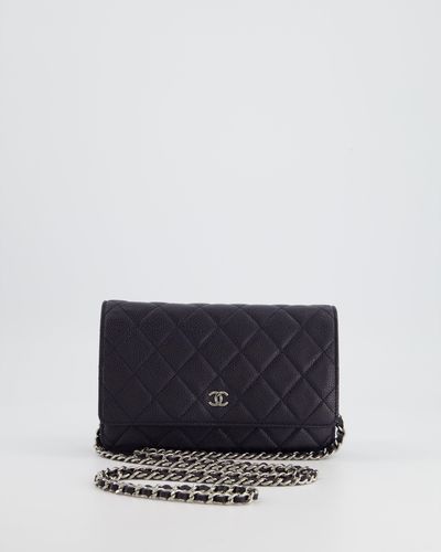 Chanel Caviar Wallet On Chain Bag With Silver Hardware - Blue