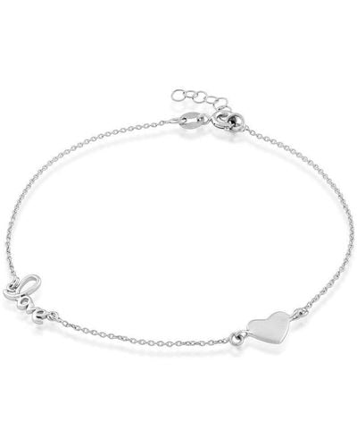 Simona Sterling Heart And Love Anklet - Metallic