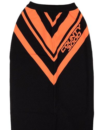 Marcelo Burlon Faded Orange Knit Diagonal Midi Skirt - Black