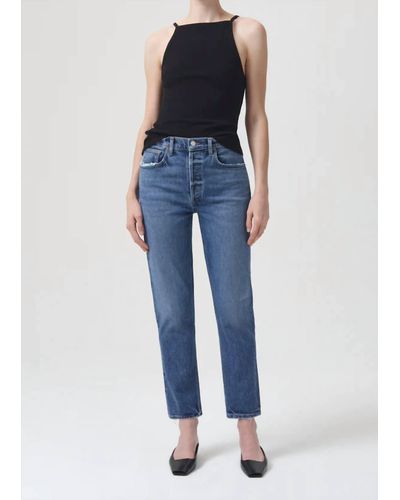 Agolde Riley Long High Rise Jeans - Blue
