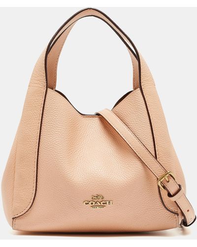 COACH Pebbled Leather Hadley 21 Hobo - Natural