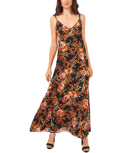 Msk Floral Print Long Maxi Dress - Brown