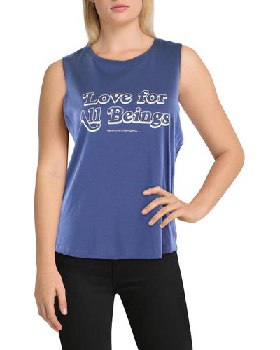 Spiritual Gangster Love For All Beings Graphic Sleeveless Tank Top - Blue