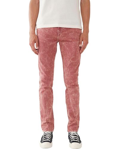 True Religion Relaxed Acid Wash Skinny Jeans - Red