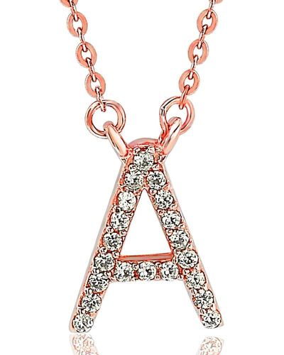Suzy Levian 14k Rose Gold 0.10 Ctw Diamond Letter Initial Necklace - Metallic