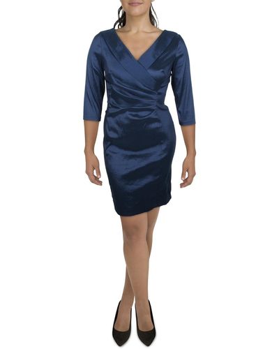 Alex Evenings Ruched Special Occasion Cocktail And Party Dress - Blue
