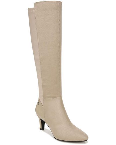 LifeStride Gracie Faux Suede Heels Knee-high Boots - White