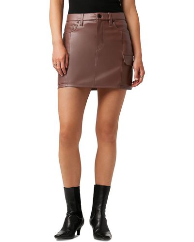 Hudson Jeans Faux Leather Cargo Mini Skirt - Brown
