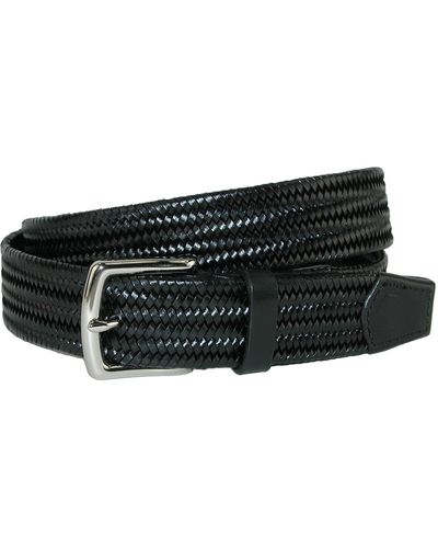 CrookhornDavis Daytona Braided Leather Stretch Belt - Black
