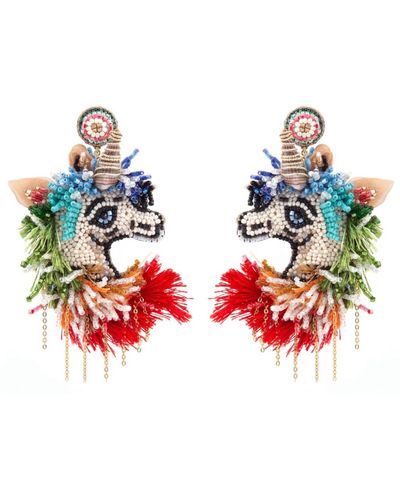 Deepa Gurnani Unicorn Earrings - Blue