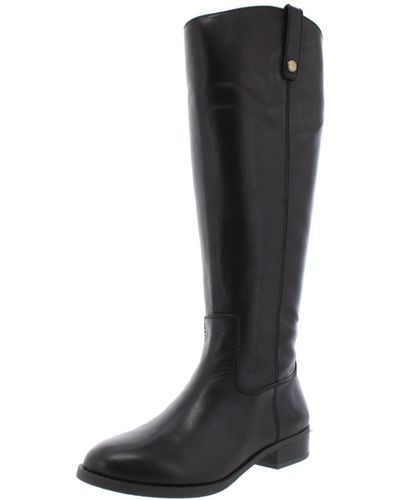 INC Fawne Leather Wide Calf Riding Boots - Black