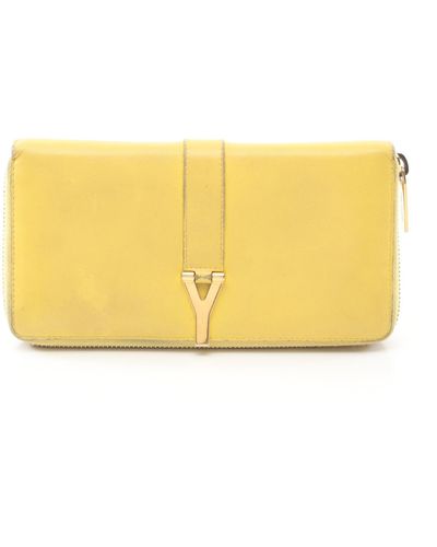 Saint Laurent Y Line Round Zipper Long Wallet Leather - Yellow