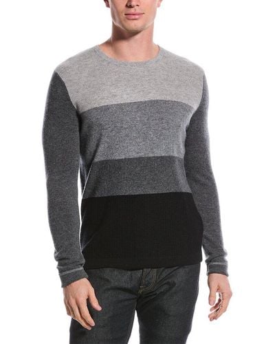 Qi Cashmere Colorblocked Cashmere Sweater - Gray