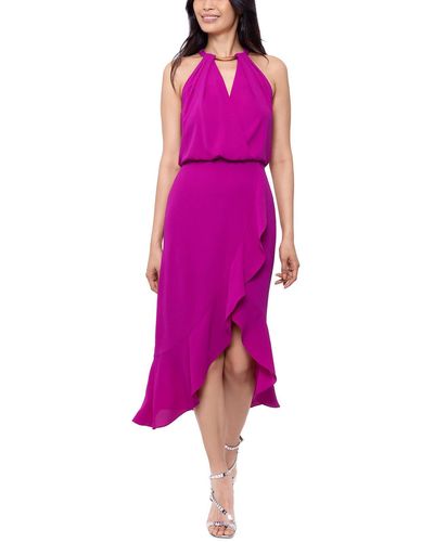 Aqua Pleated Hi-low Cocktail And Party Dress - Pink