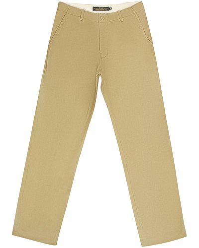 Freemans Sporting Club Khaki Cotton Pants - Natural
