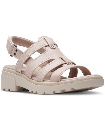 Clarks Coast Shine Leather Ankle Strap Strappy Sandals - Pink