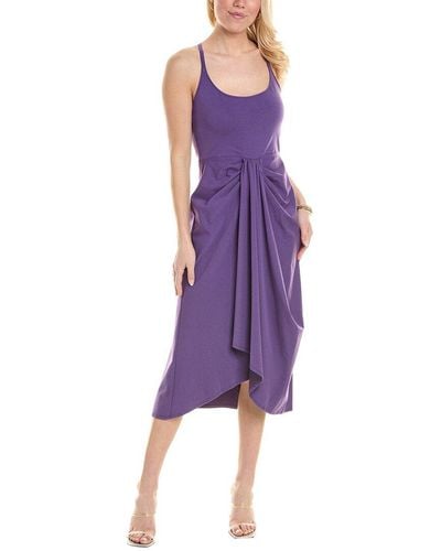 Rebecca Taylor Sarong Drape Midi Dress - Purple