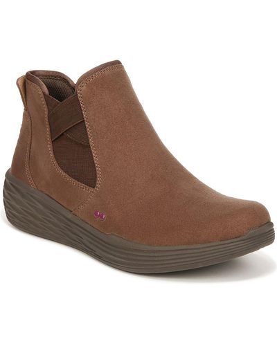 Ryka Noelle Faux Suede Slip On Ankle Boots - Brown