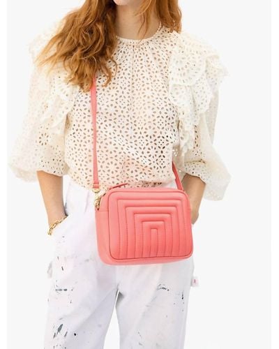 Clare V. Midi Sac Channel Quilted Leather Bag - White