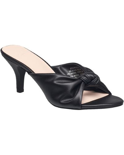 H Halston Seville Vegan Leather Dressy Heel Sandals - Black