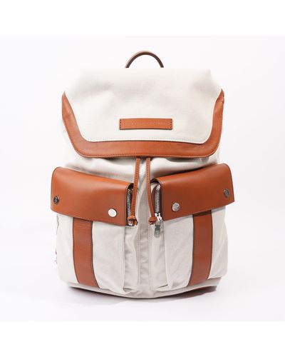 Brunello Cucinelli Linrn Backpack/ Canvas - White