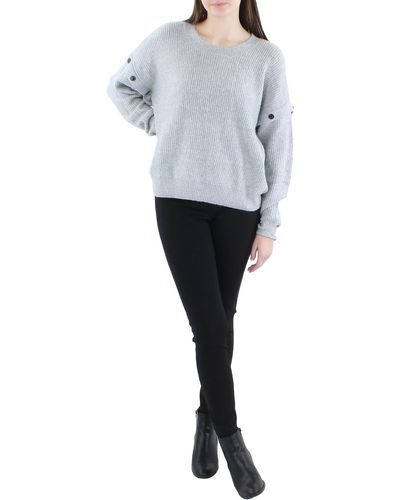 DKNY Drop Shoulder Crewneck Pullover Sweater - Gray