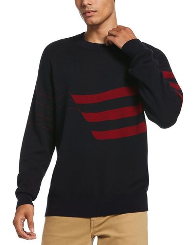 Perry Ellis Striped Crewneck Crewneck Sweater - Black