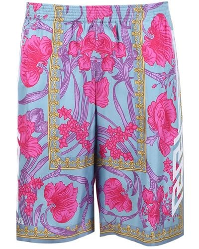 Versace Silk Acid Bouquet Shorts - Pink