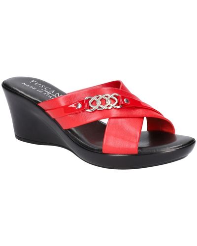 TUSCANY by Easy StreetR Maggia Patent Criss Cross Wedge Sandals - Red