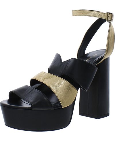 Ilio Smeraldo Bailey Leather Buckle Platform Heels - Black
