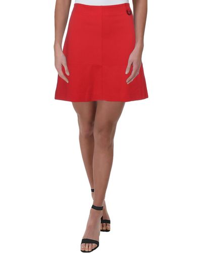 Kenneth Cole Ponte Knit Stretch A-line Skirt - Red