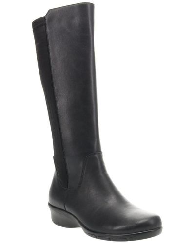 Propet West Leather Embossed Knee-high Boots - Black