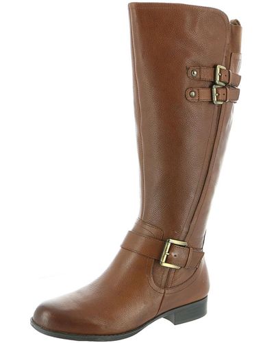 Naturalizer Jessie Leather Wide Calf Riding Boots - Brown
