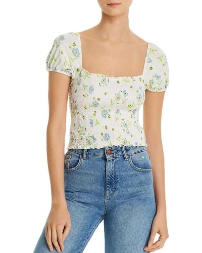 French Connection Floral Boho Crop Top - Blue