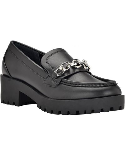 Calvin Klein Faux Leather Laceless Loafers - Black