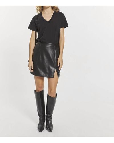 Thread & Supply Madison Faux Leather Skirt W/ Slit - Black