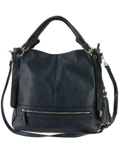 Urban Expressions Finley Pebbled Vegan Leather Hobo Handbag - Black