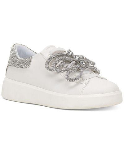 INC Alleni Faux Leather Embellished Casual And Fashion Sneakers - White