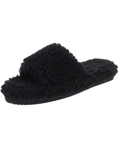 INC Dinnaa Cozy Faux Fur Slide Slippers - Black