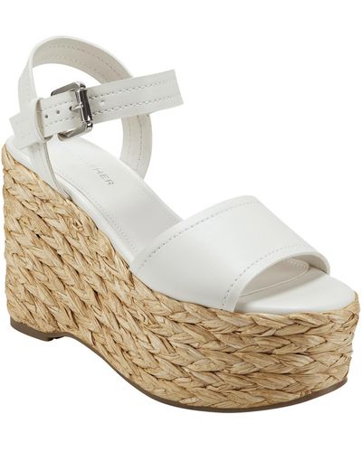 Marc Fisher Burian Faux Leather Platform Wedge Sandals - Natural