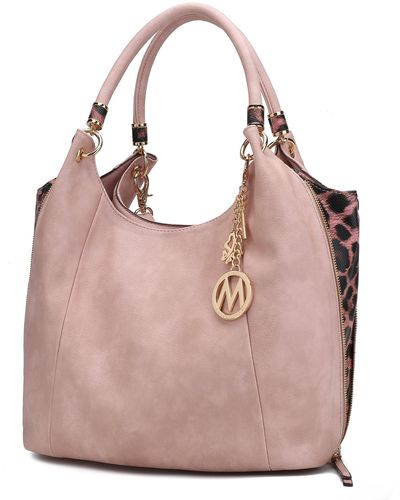 MKF Collection by Mia K April Vegan Leather Hobo Handbag Multi Compartment - Pink