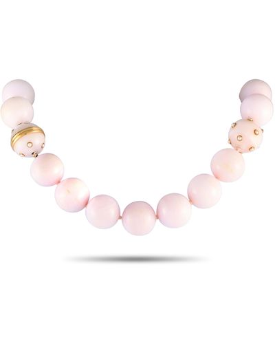 Verdura 18k Yellow Rose Quartz And Pearl Necklace Vd21-041924 - Pink