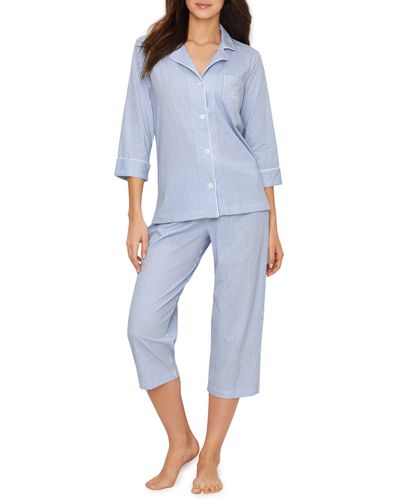 Lauren by Ralph Lauren Further Lane Capri Knit Pajama Set - Blue