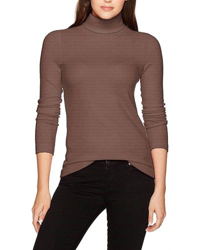 Three Dots Brushed Turtleneck Sweater In Mink - Brown